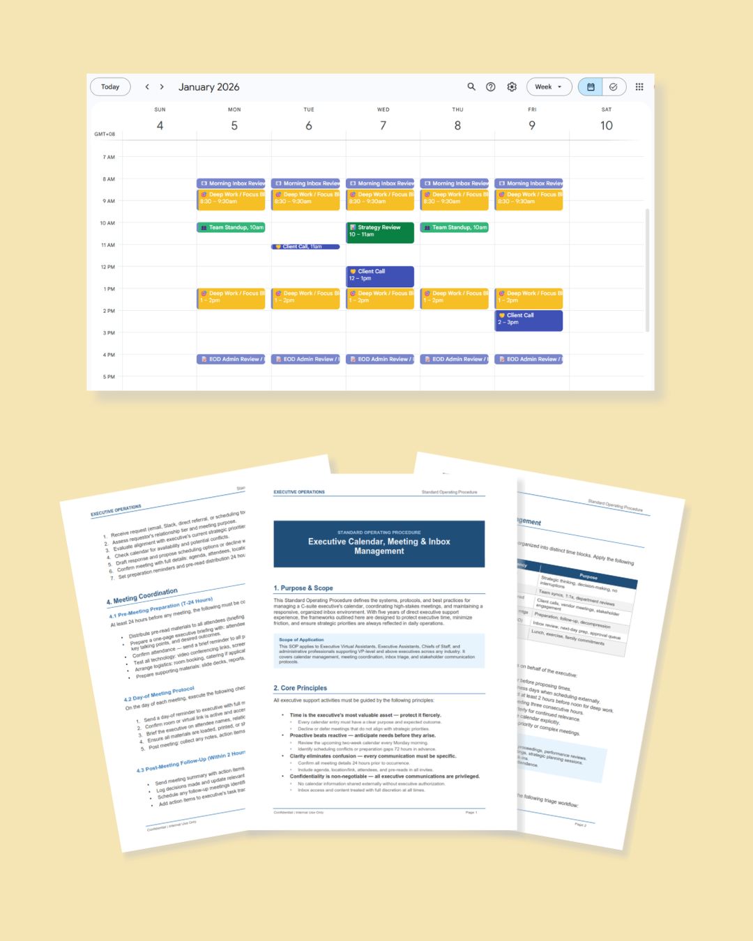 Calendar management workflow and SOP