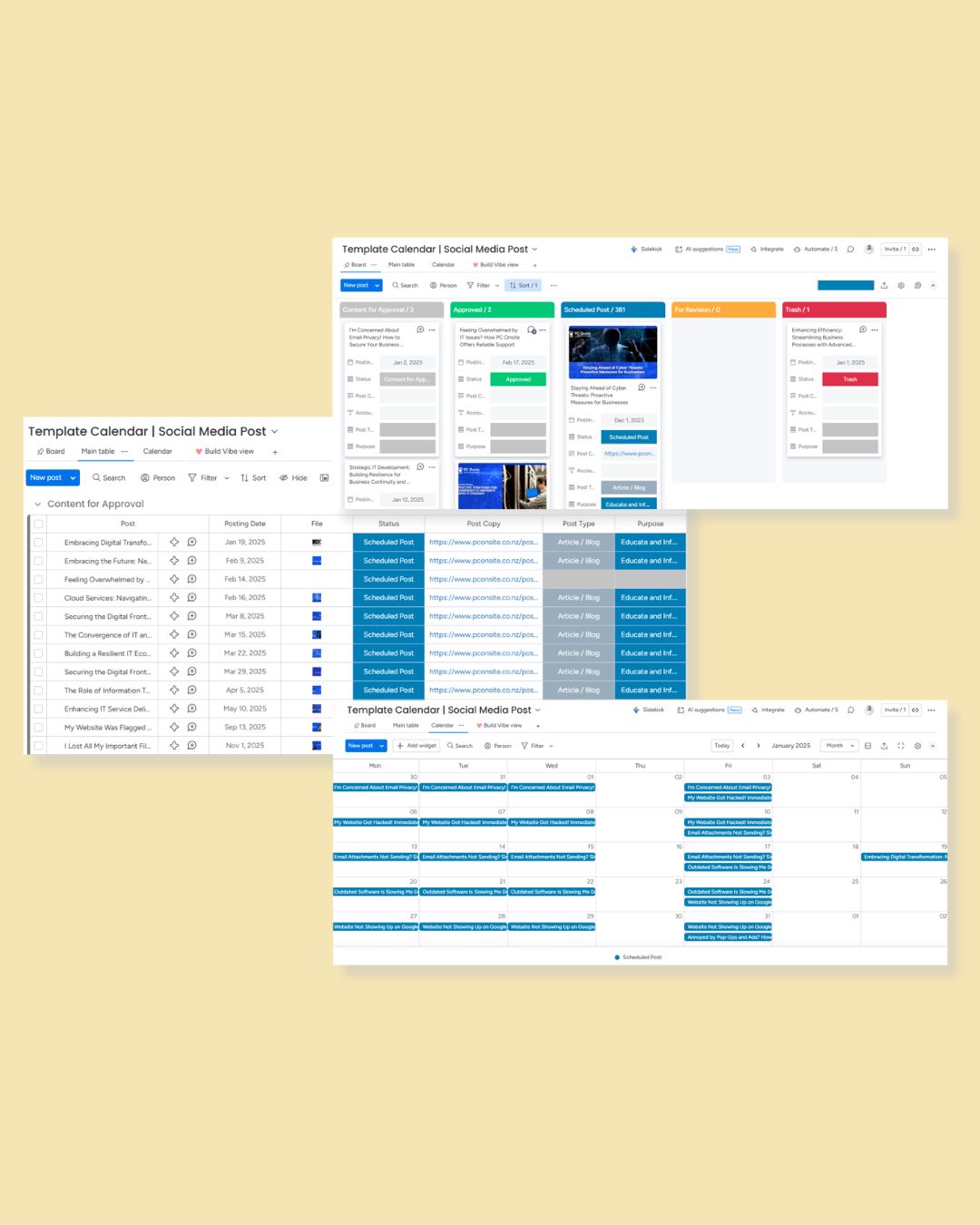 Social media content calendar
